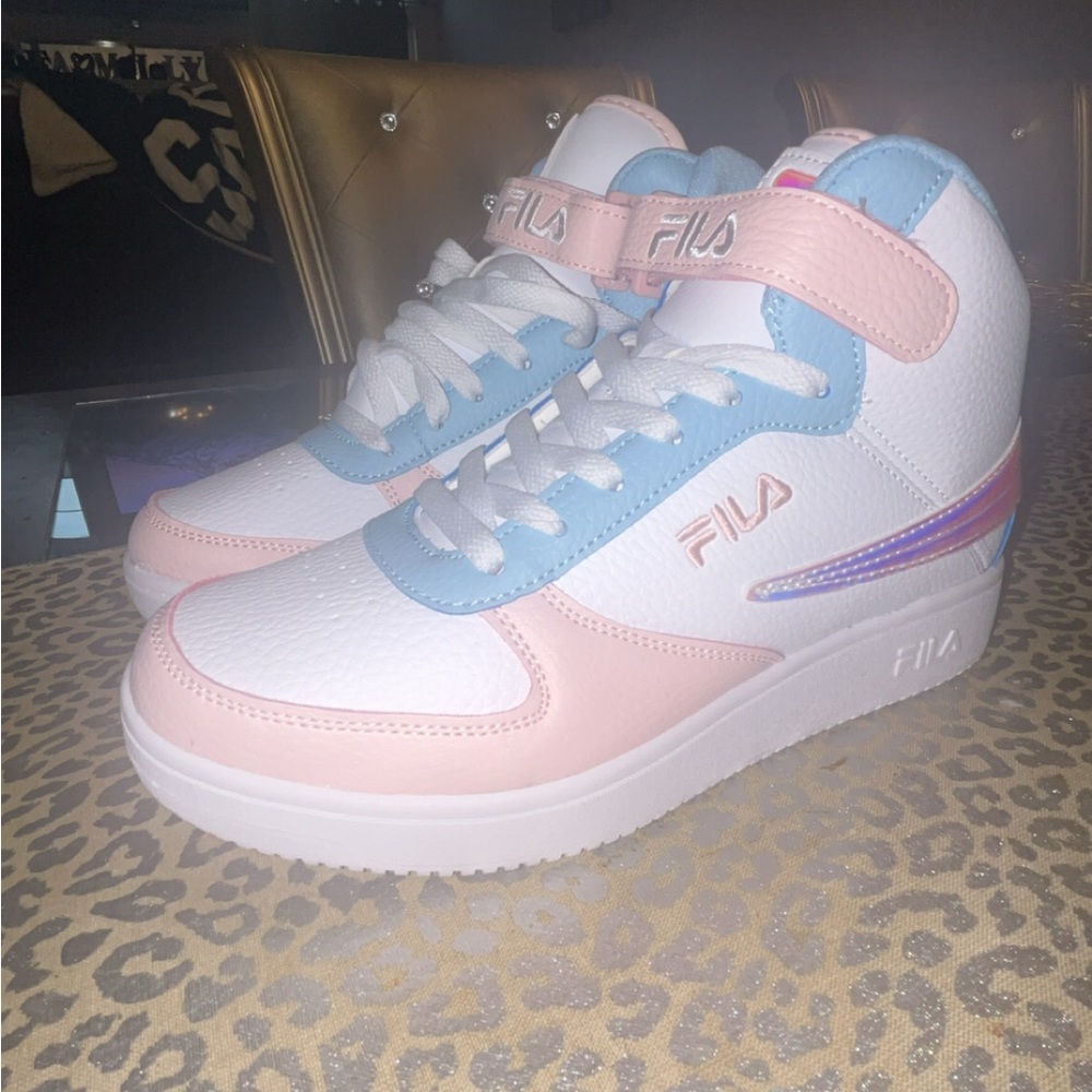 Fila Pink and Blue High-Top Sneakers